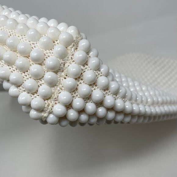 Vintage La Regale White Plastic Pearl Beaded Handbag Purse 60s Regency MCM - Picture 6 of 14